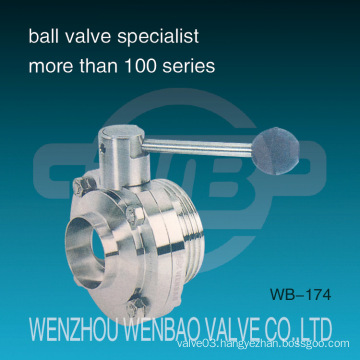 Stainless Steel 316 Manual Sanitary Butterfly Valve (welded X threaded)